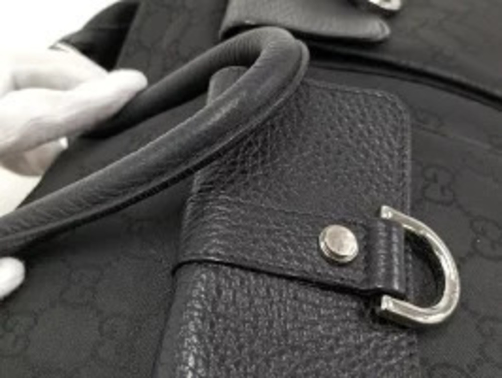 Gucci black canvas leather shoulder bag top zipper front flap Black - Picture 5 of 9
